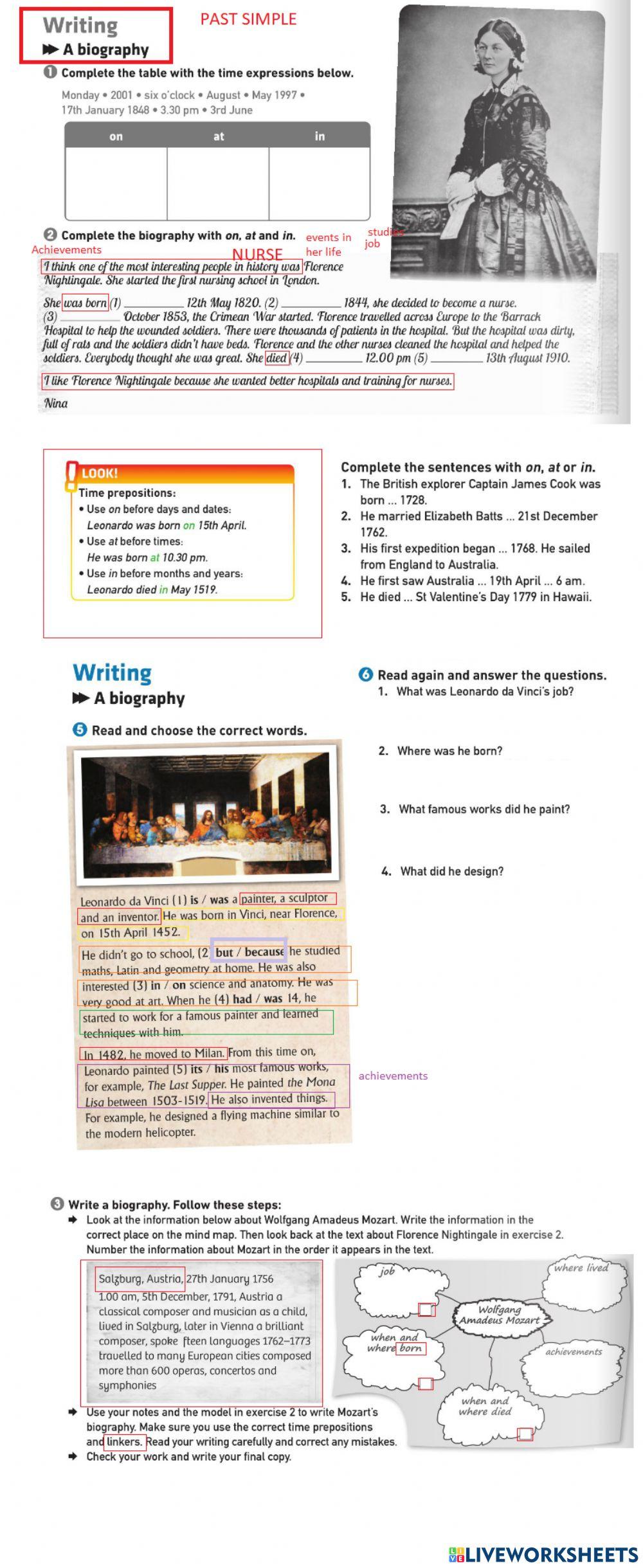 Biography (writing past simple)