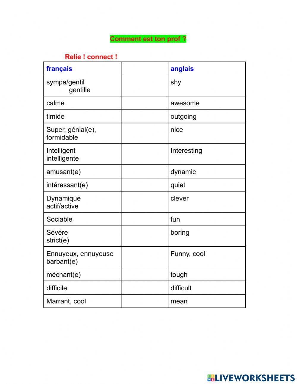 Comment est ton prof?