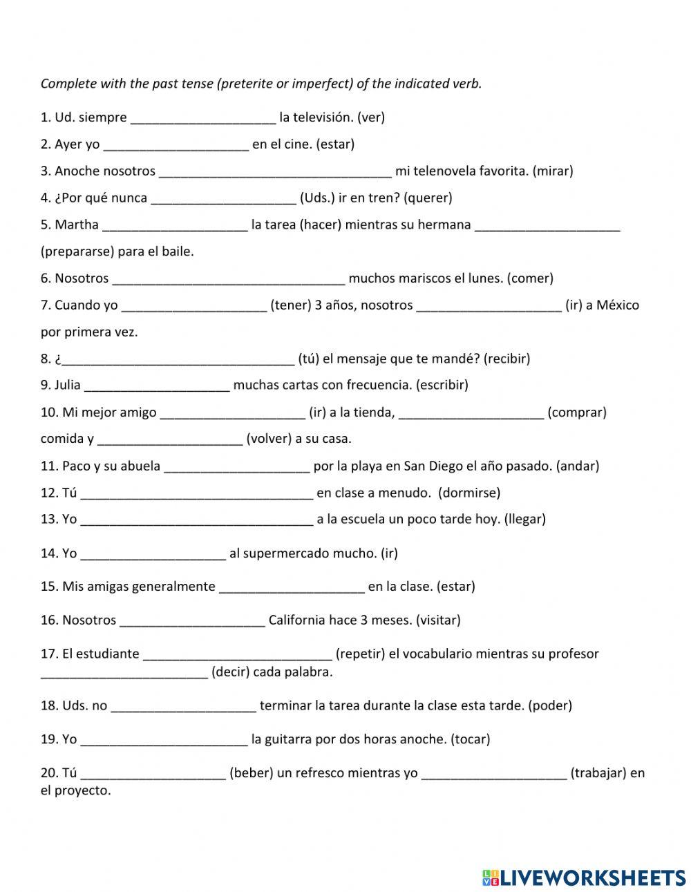 El pretérito y el imperfecto -2