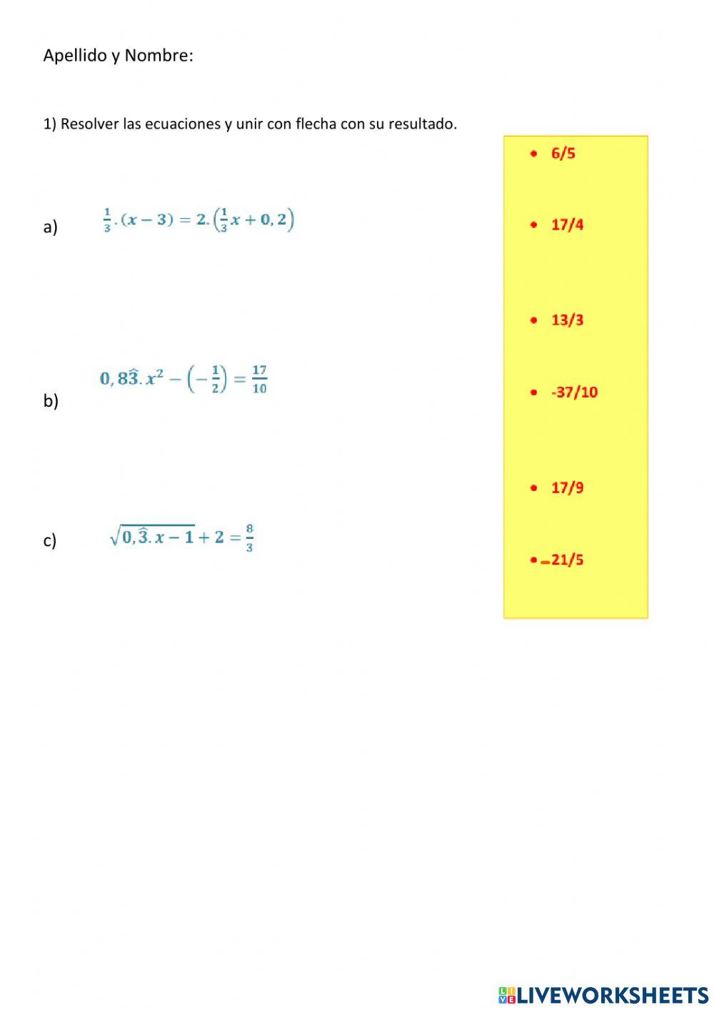 Ecuaciones con racionales 1