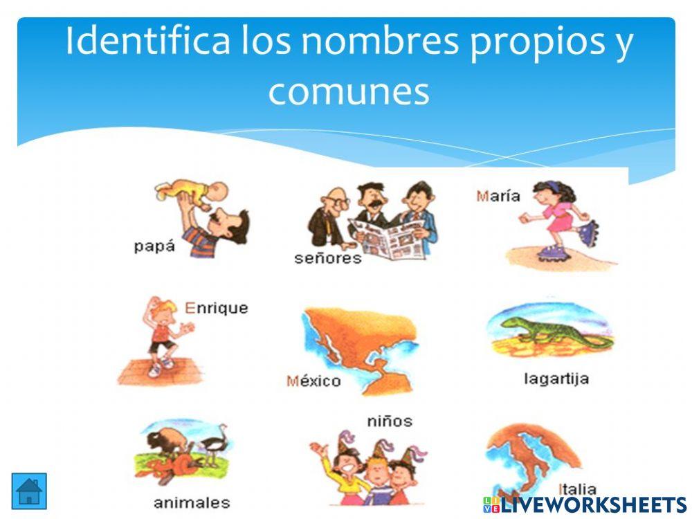 Lectura de nombres propios y comunes