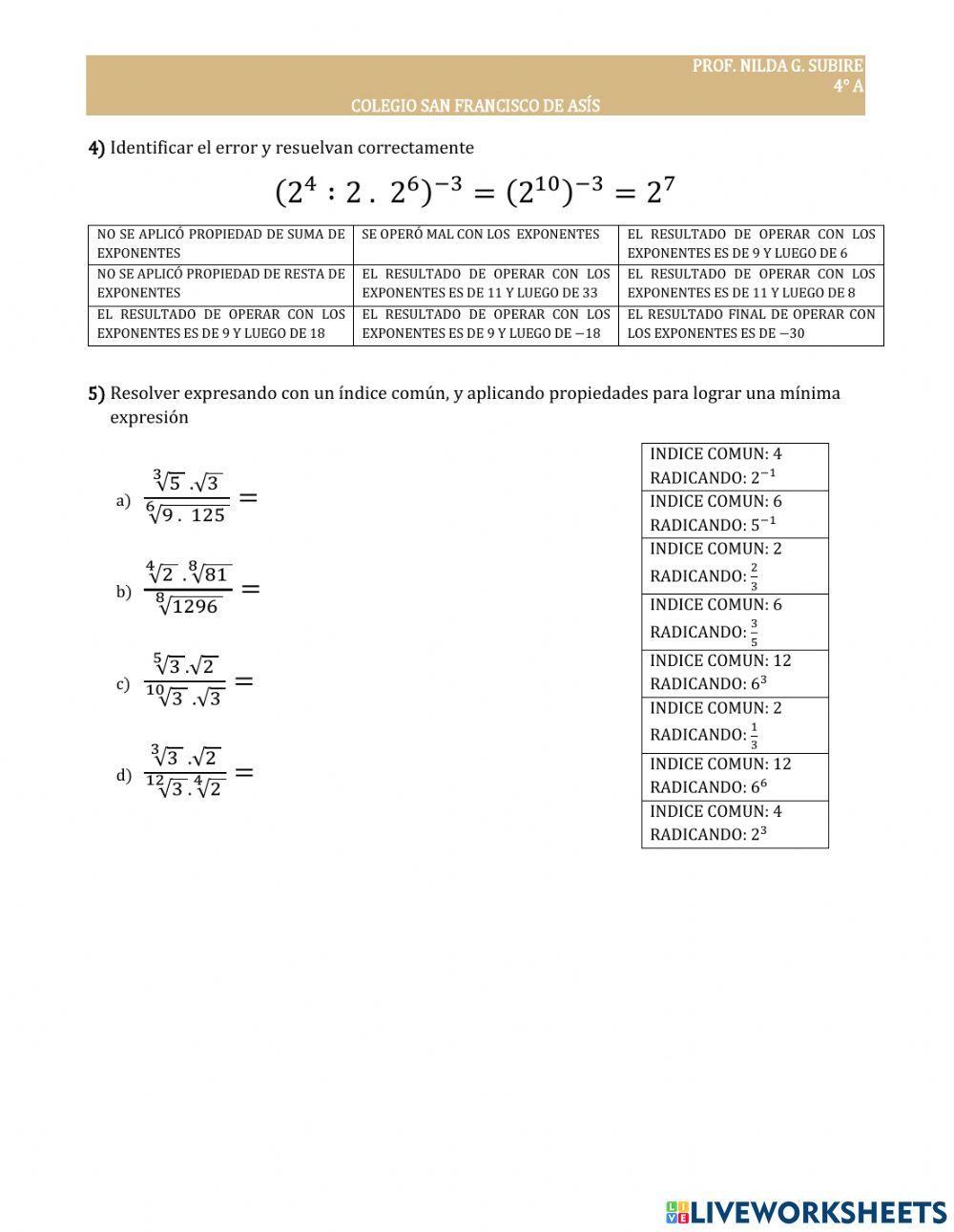 Potenciación y Radicación