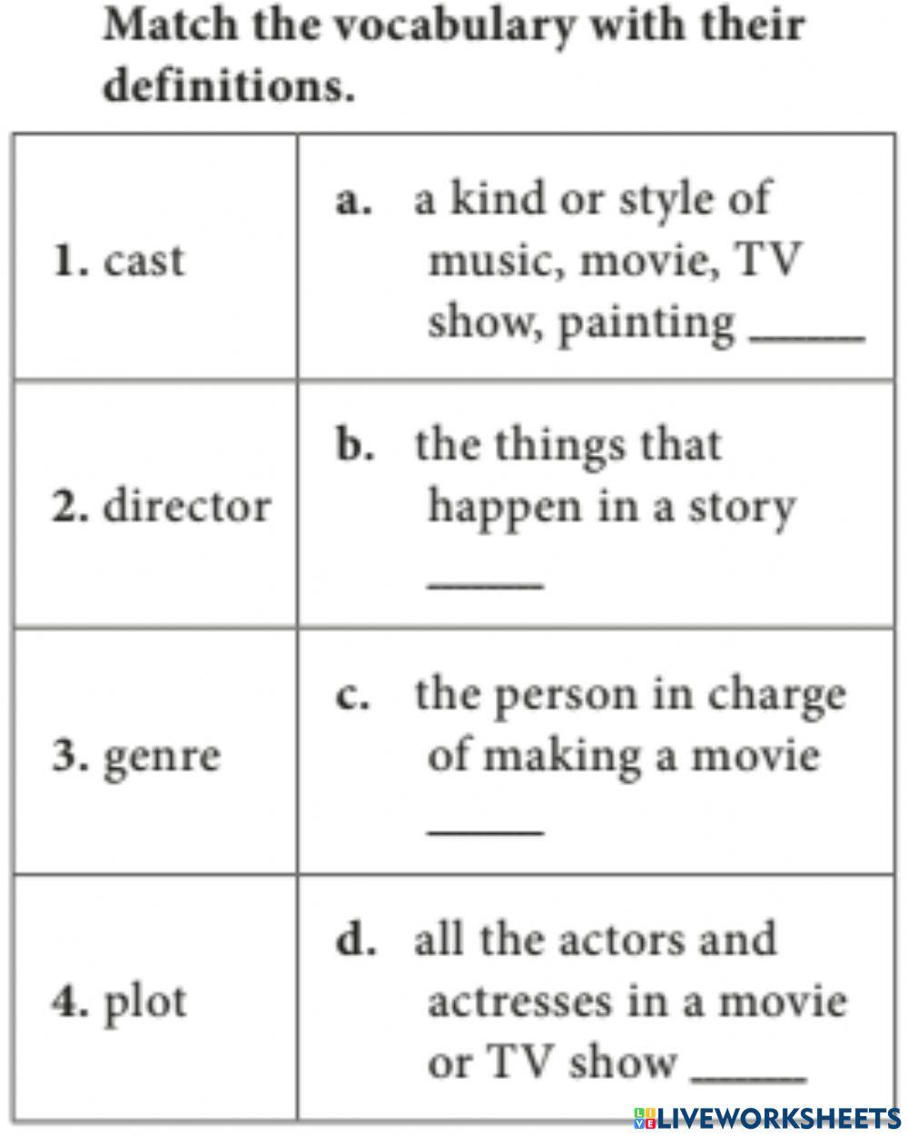 Movies vocabulary activity2