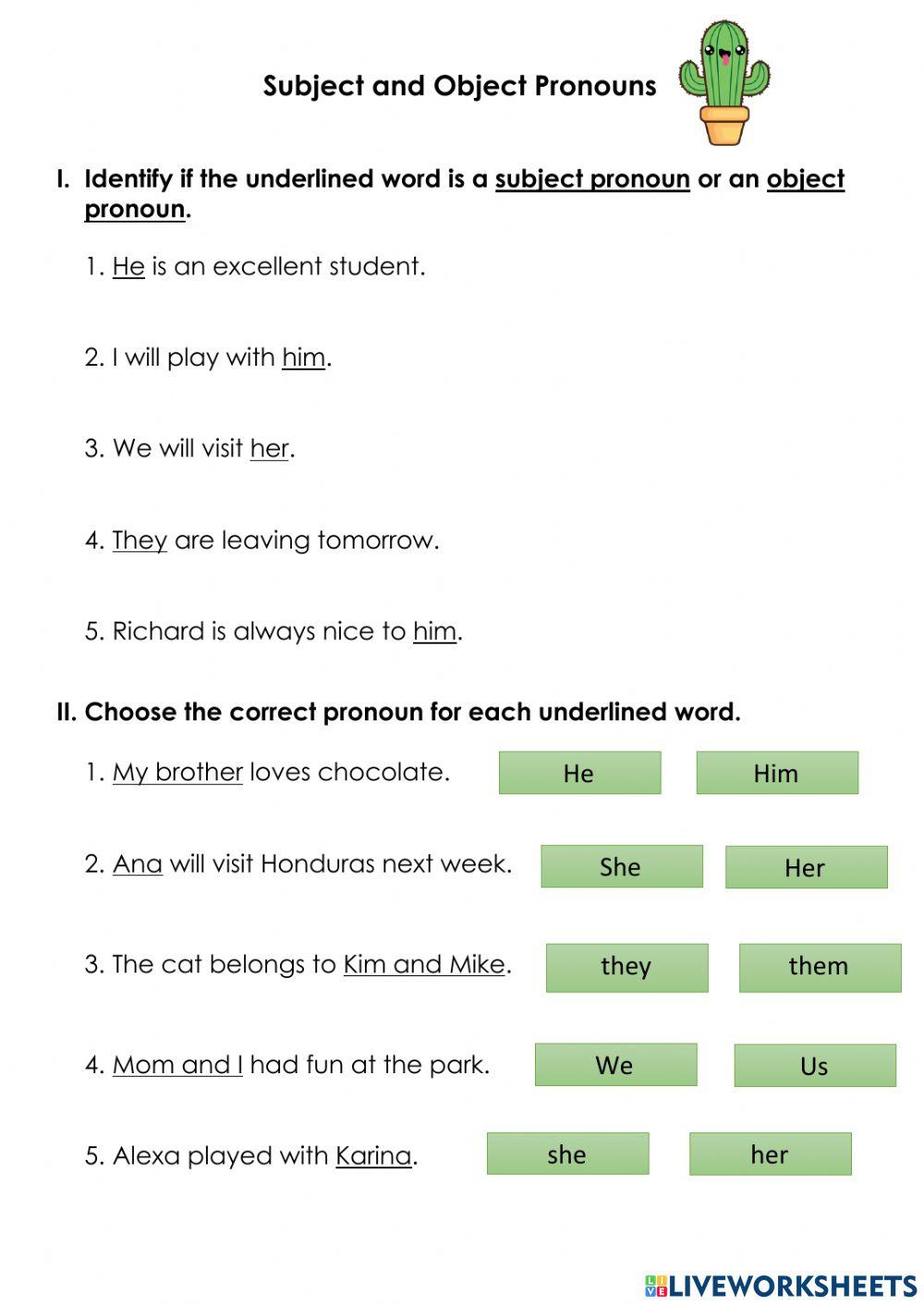 Subject and Object Pronouns