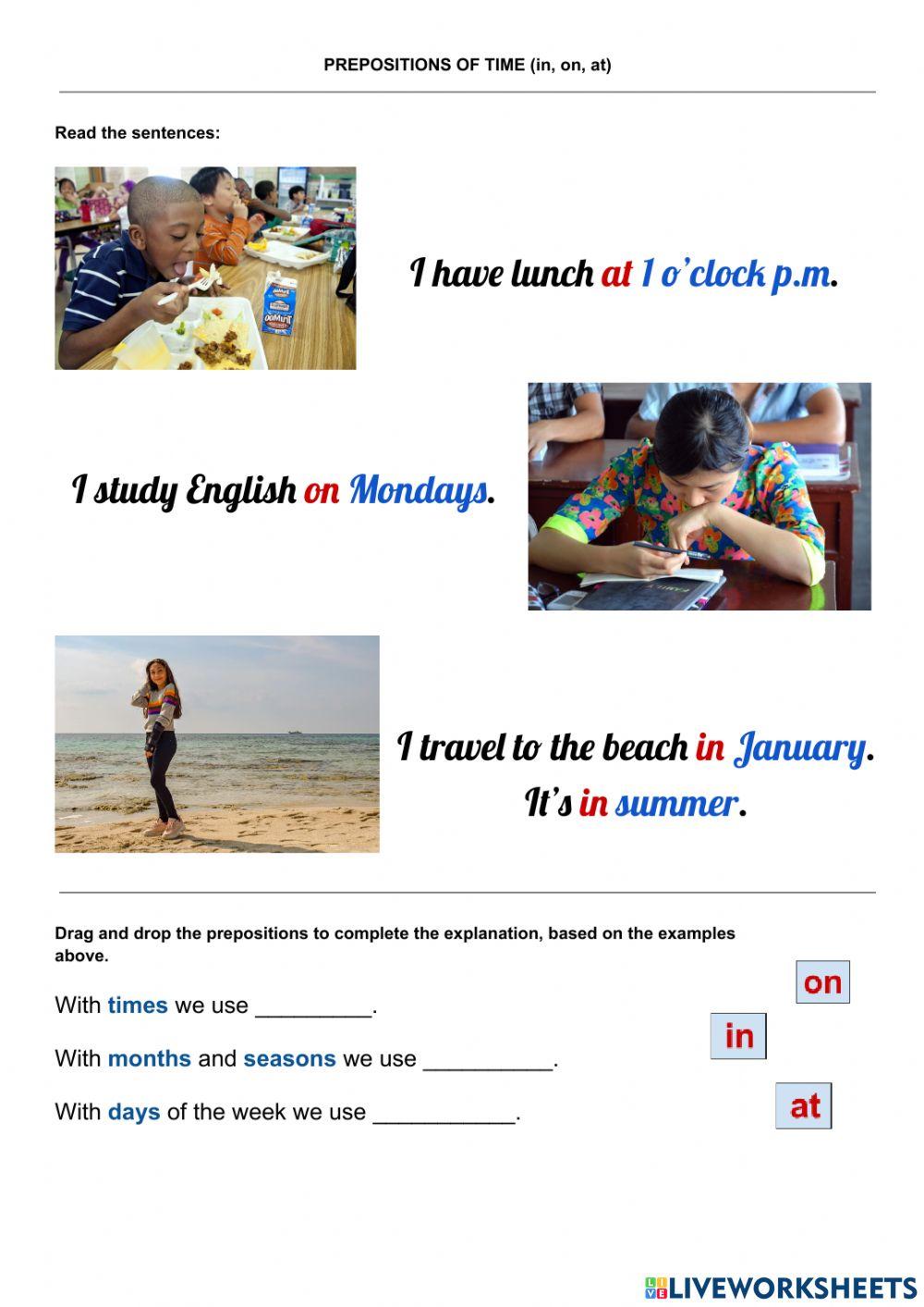 In On At: Prepositions of time