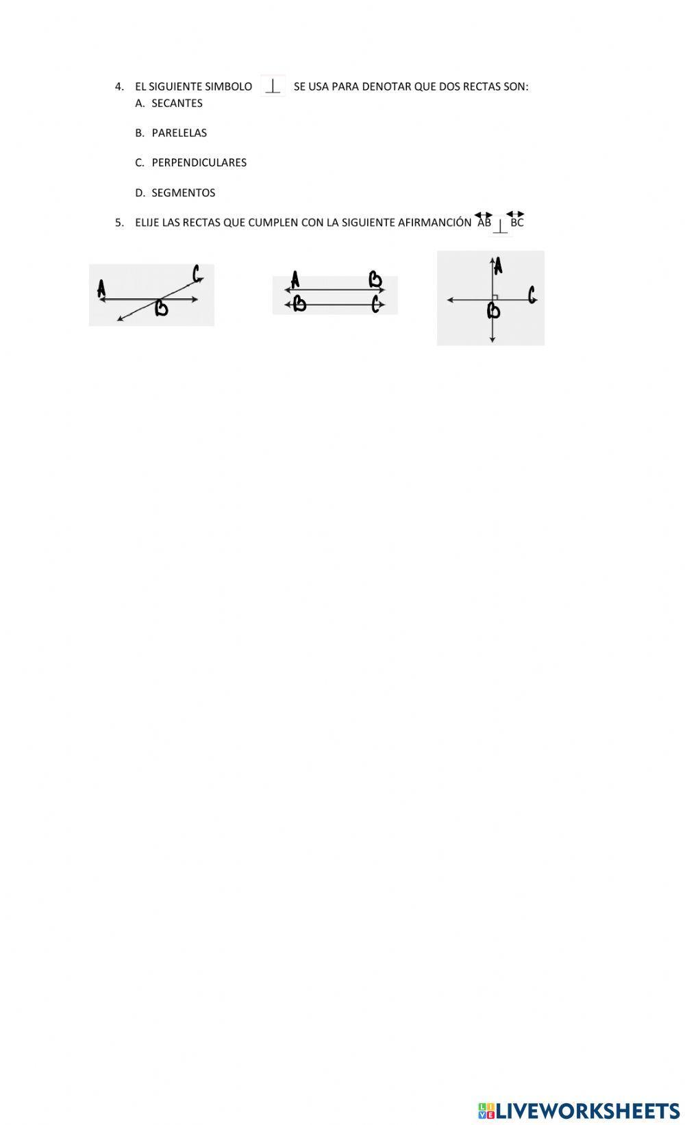 Rectas perpendiculares, secantes y paralelas