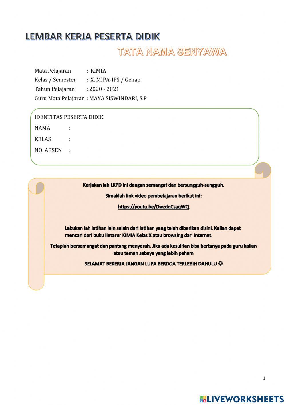 Tata Nama Senyawa Kimia