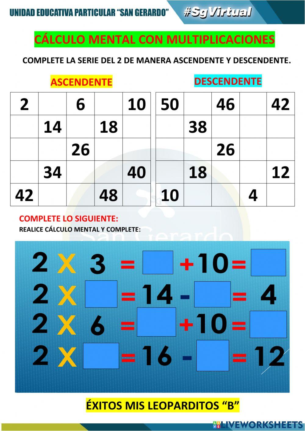 Cálculo  y serie del 2