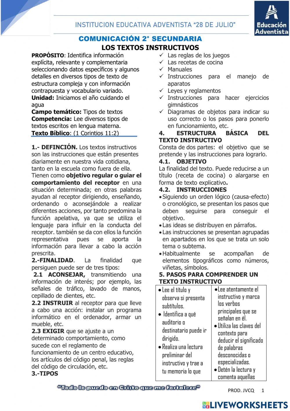 Los textos instructivos