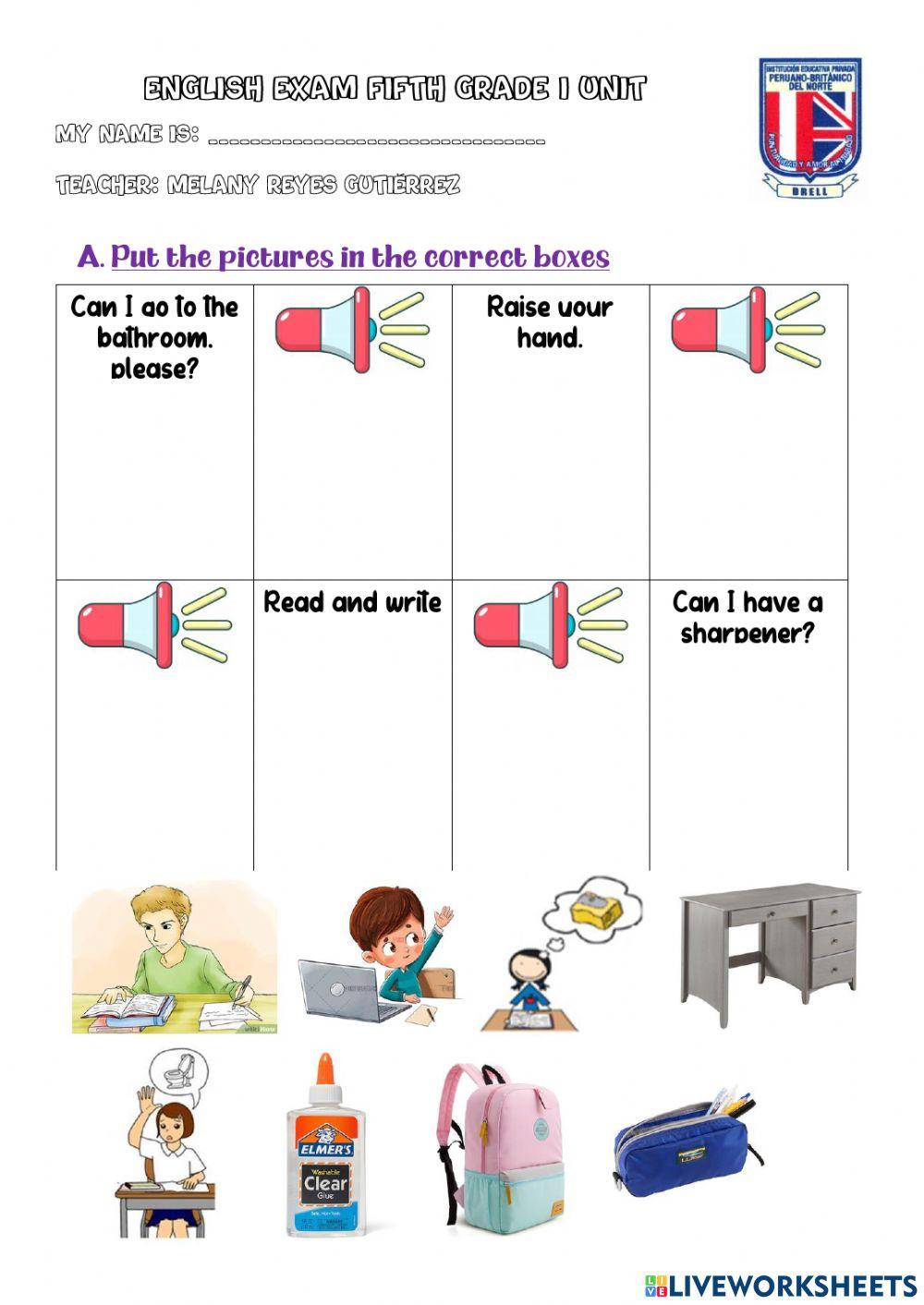 Fifth Grade Exam I Unit
