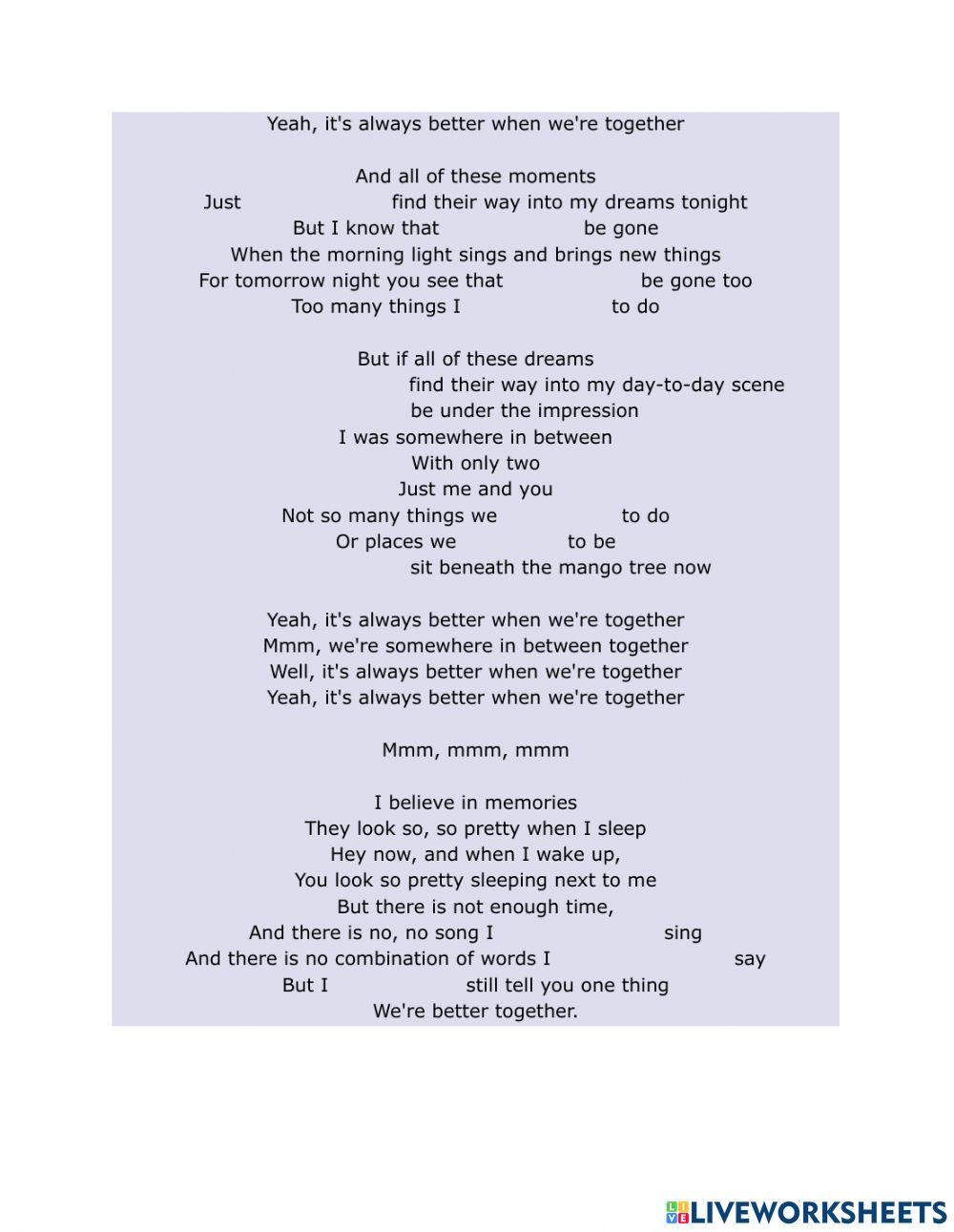 Modal Verbs with Jack Johnson's -Better Together-