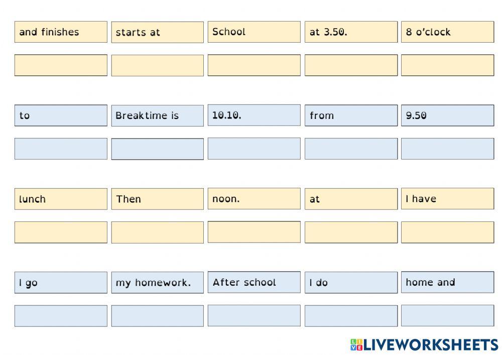 My Daily Routine - Order the words