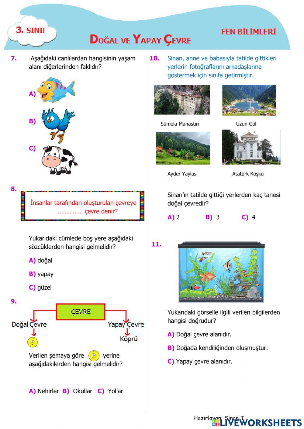 Doğal yapay çevre 3.sınıf