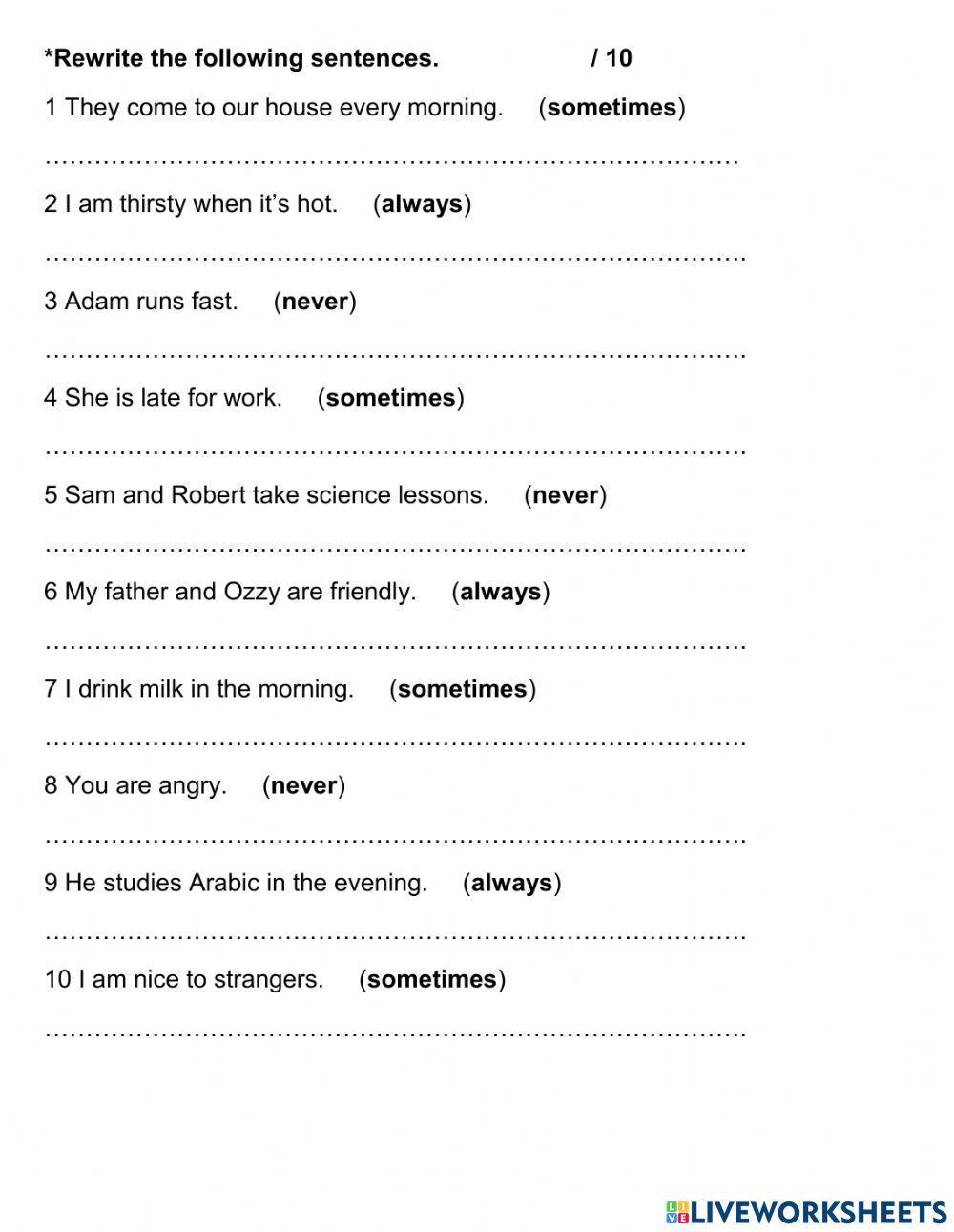 Review on the Present Simple