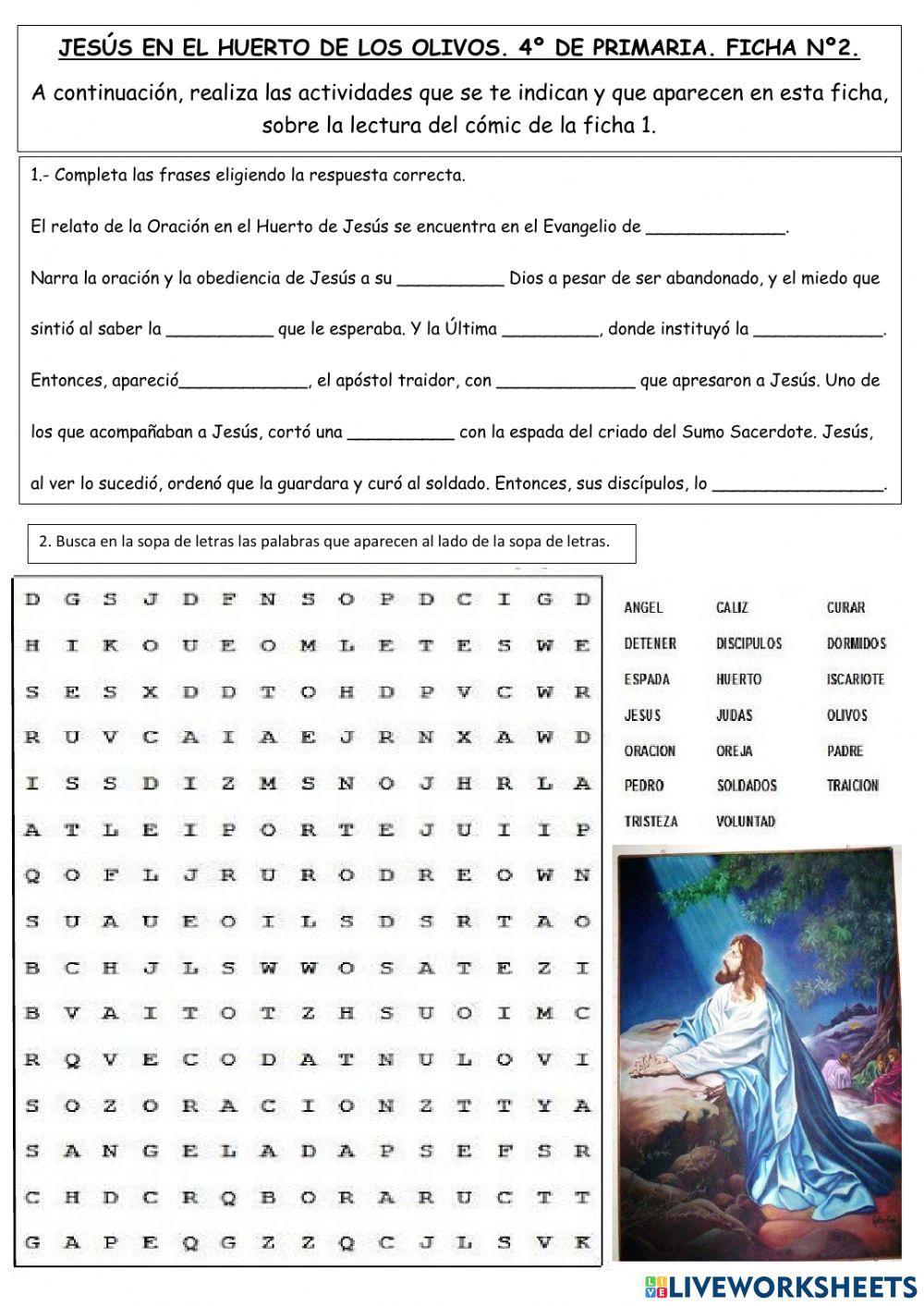 Jesús en el Huerto de los Olivos. 4º de Primaria