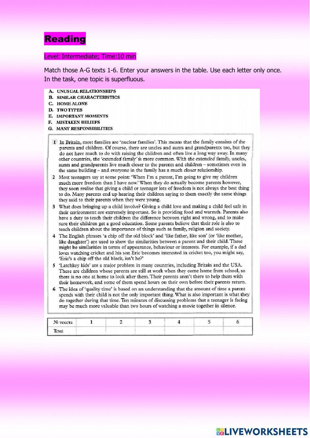 Unit 6.-Family relationships-.Level: Intermediate- Time:10 min