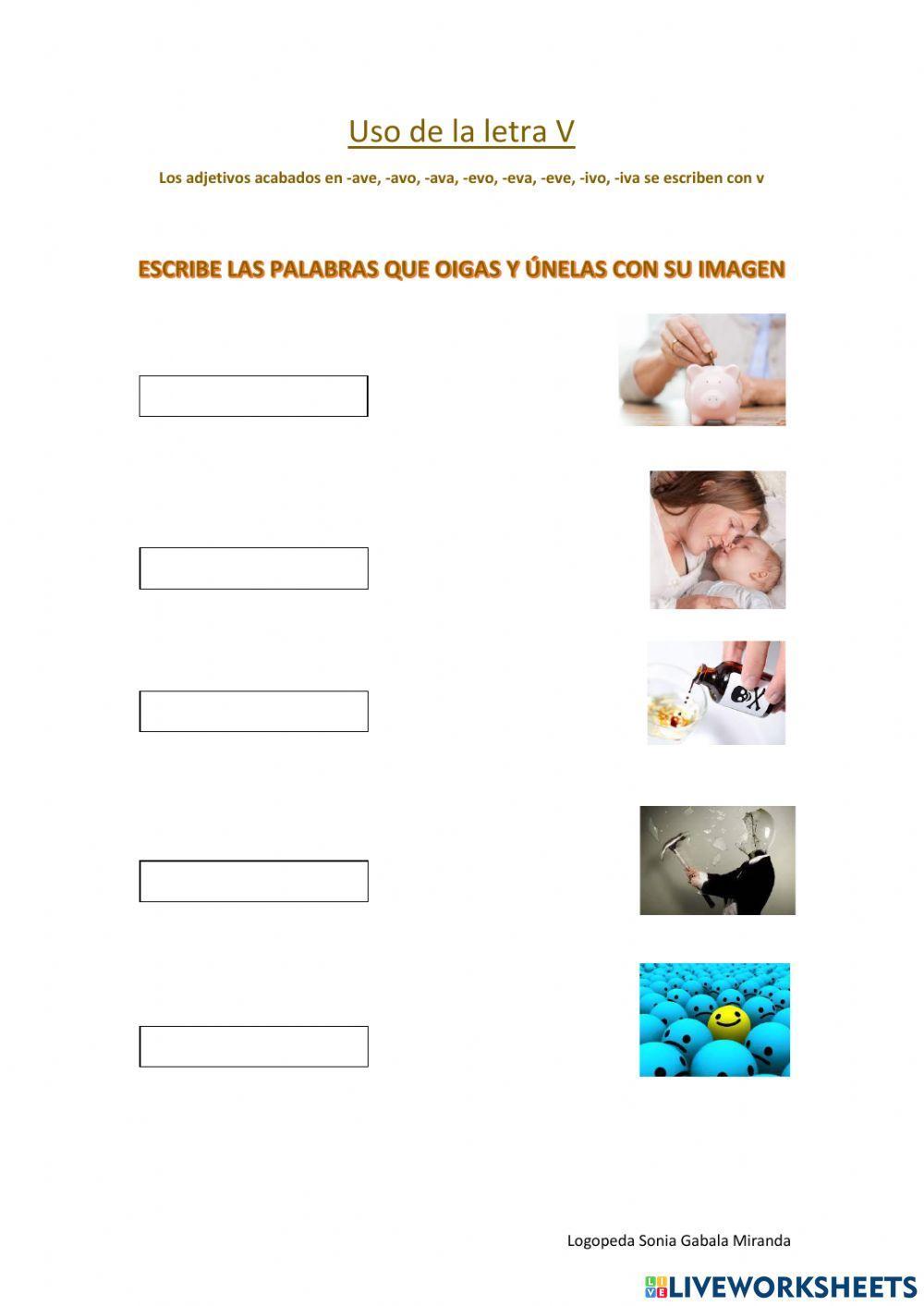 Adjetivos acabados en ave, avo, ava,evo, eva, eve,ivo, iva