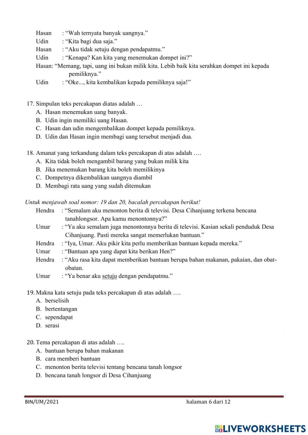 UMBKS Bahasa Indonesia