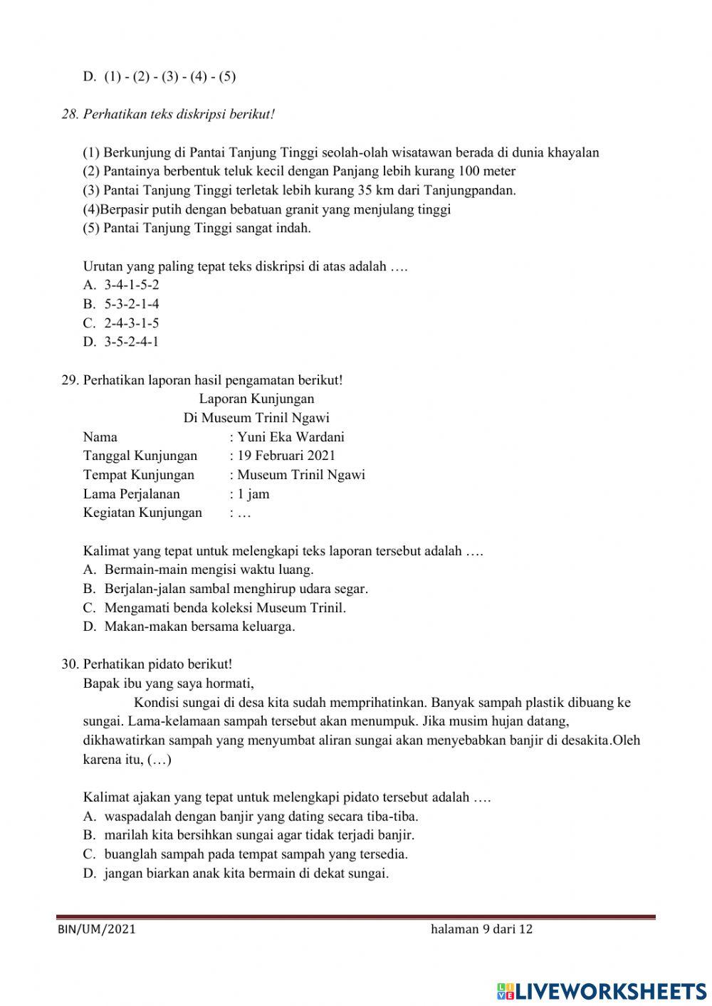 UMBKS Bahasa Indonesia