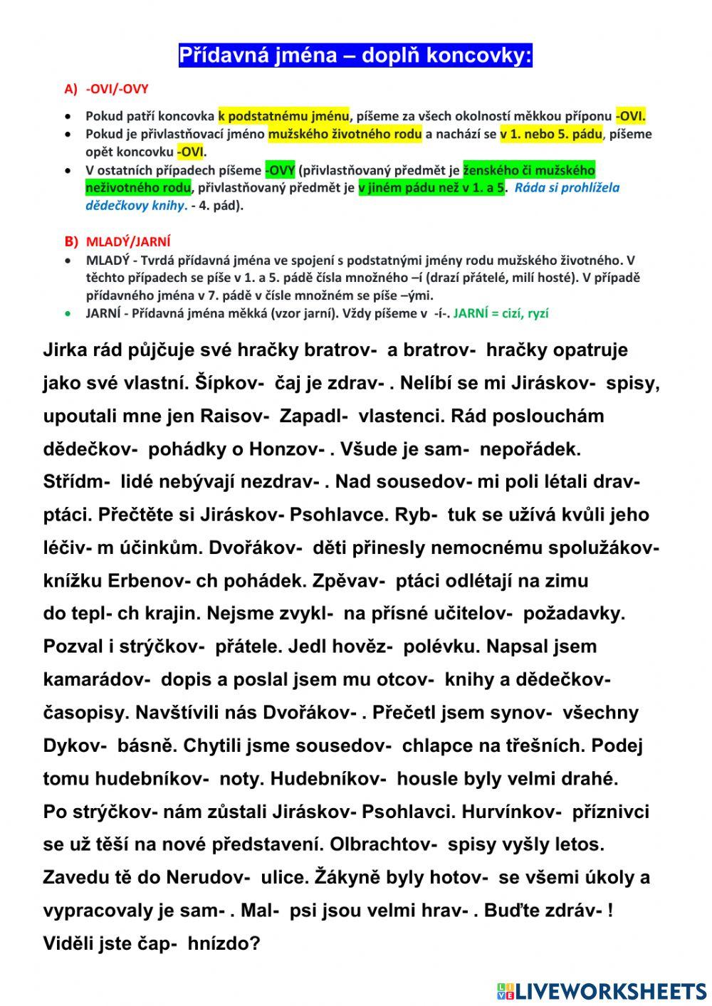 Koncovky přídavných jmen