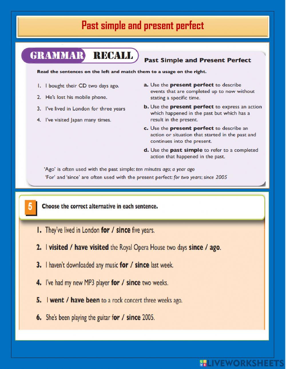 Past simple and present perfect