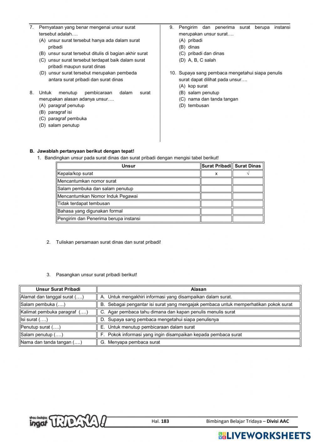Unsur surat pribadi dan dinas