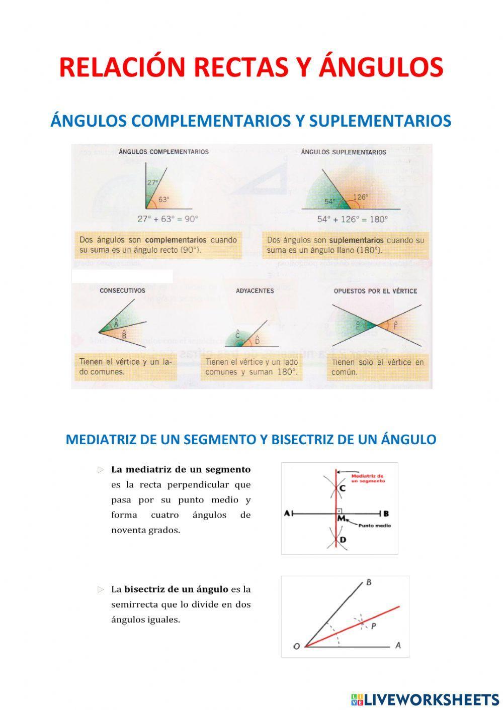 Relación ángulos y rectas