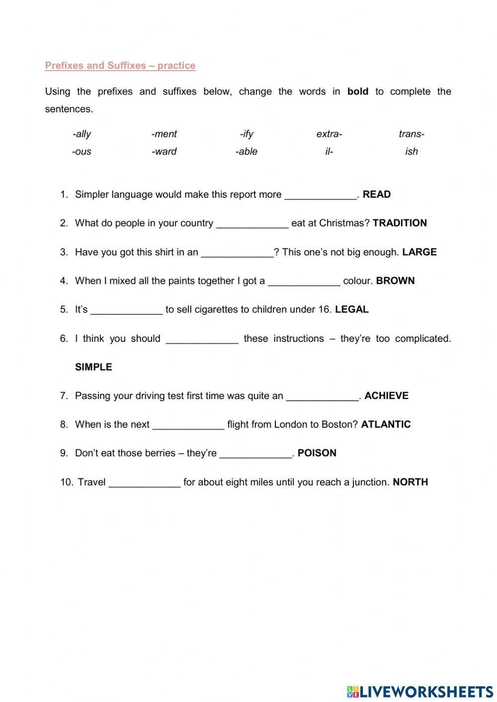 Prefixes and Suffixes