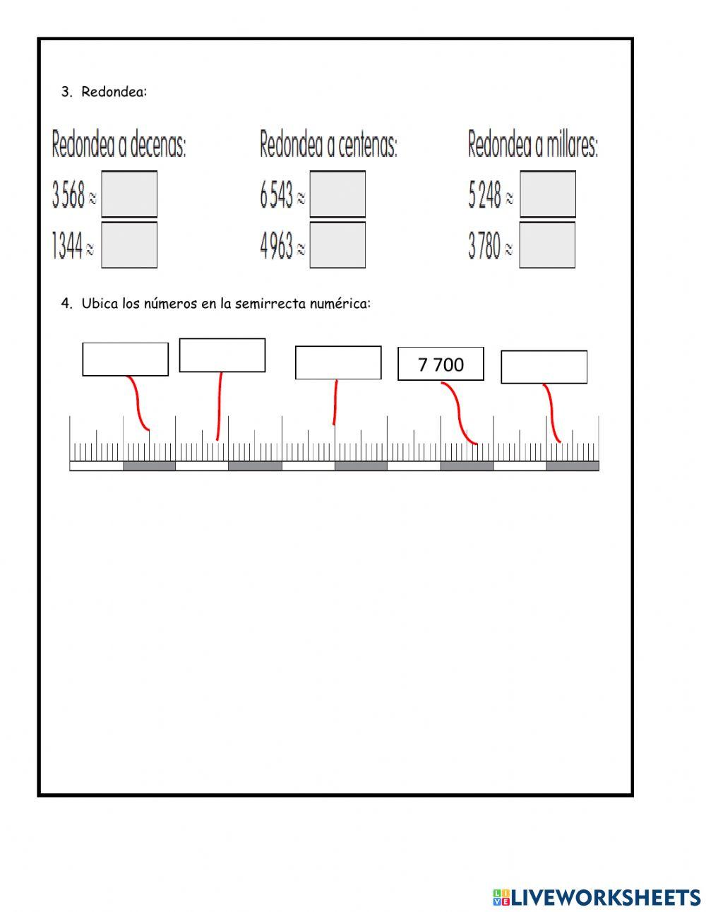 Semirrecta numérica hasat el 10 000