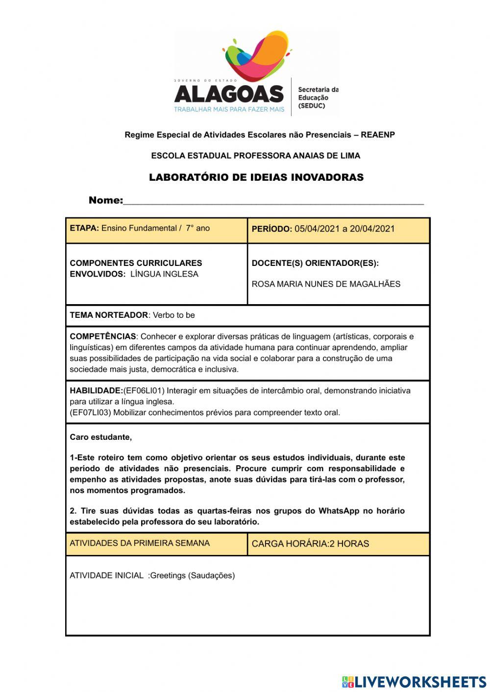 7° ano Roteiro - 05-04 a 20-04- Anaias