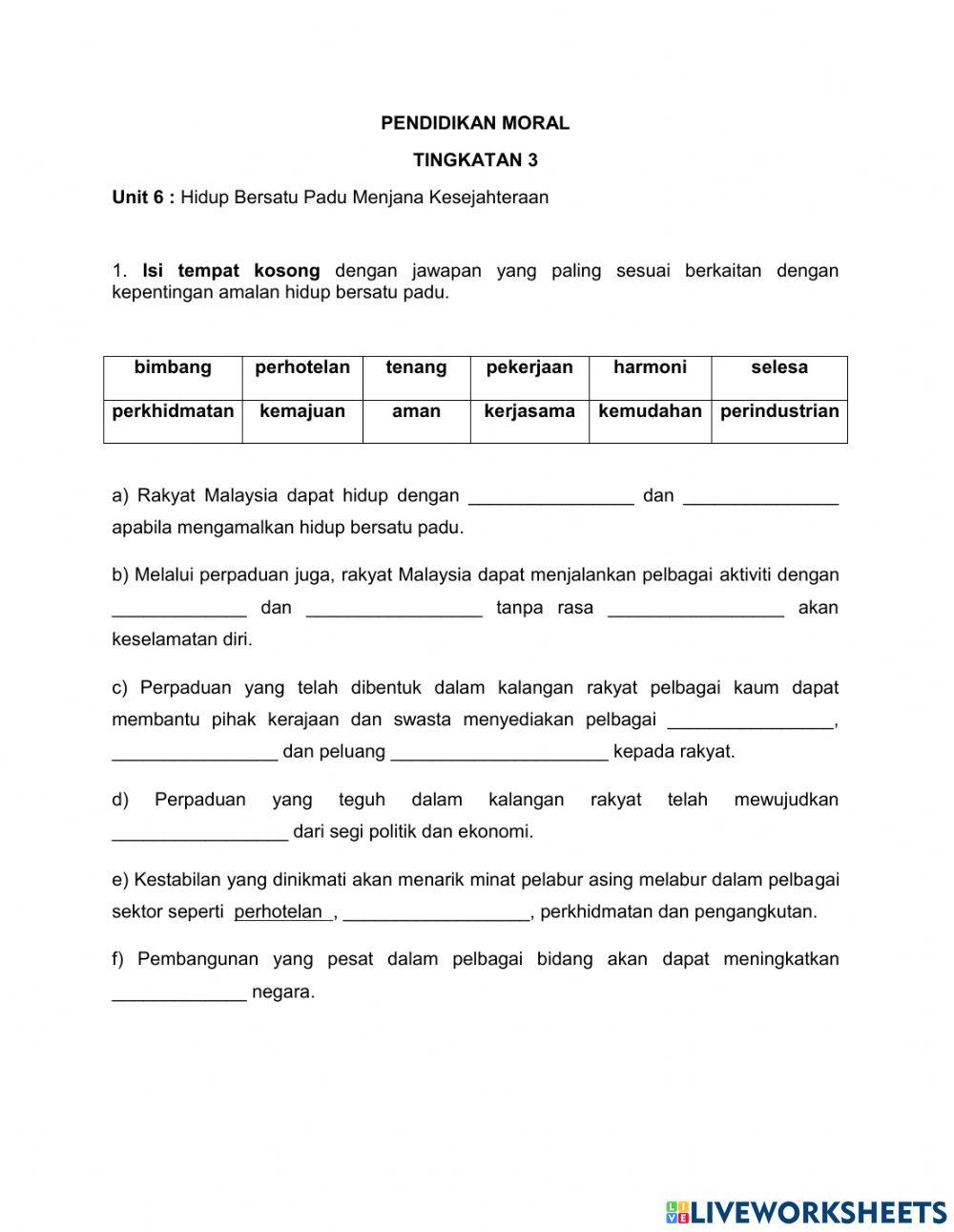 Hidup Bersatu Padu Menjana Kesejahteraan