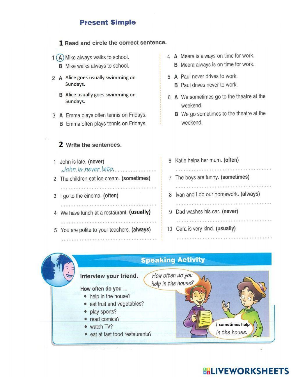Present Simple (adverbs of frequency)
