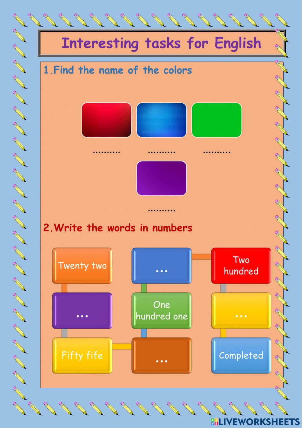 Interesting tasks for english worksheet live worksheets