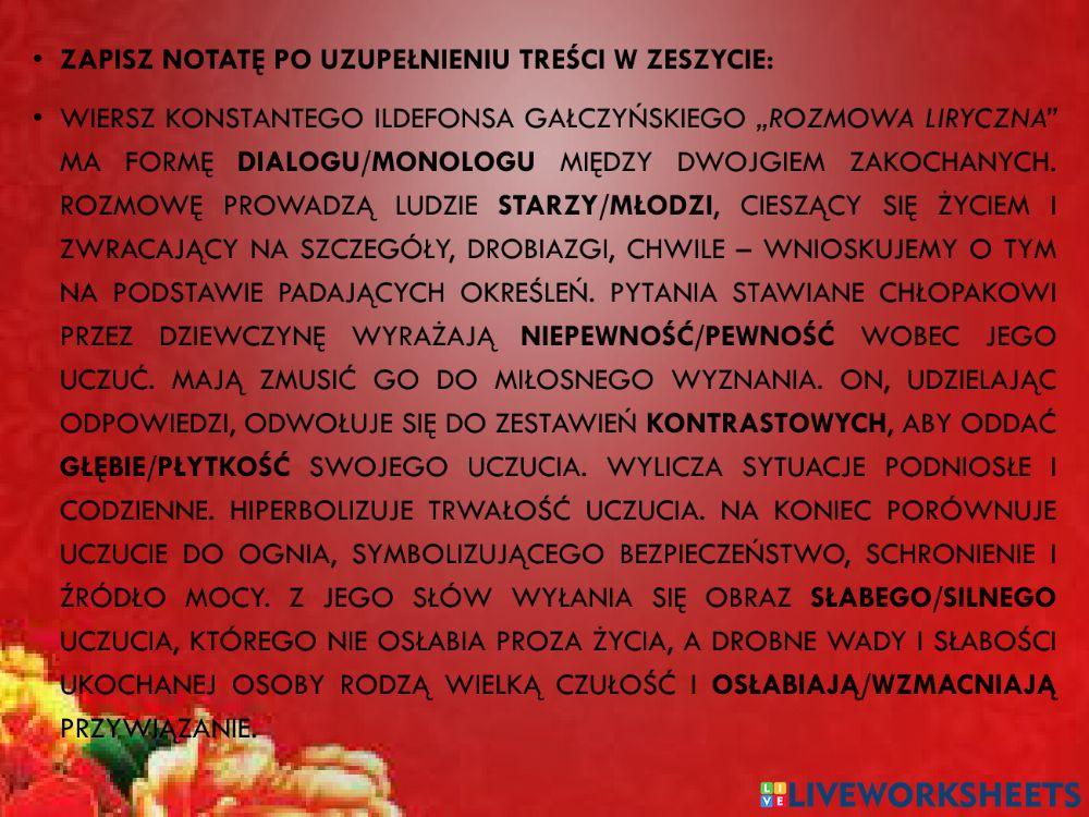 Konstanty Ildefons Gałczyński Rozmowa Liryczna