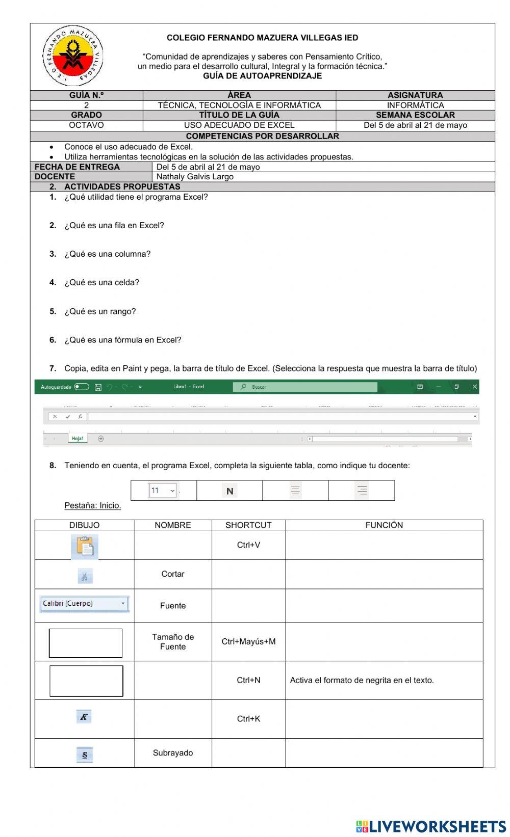 Uso adecuado de excel