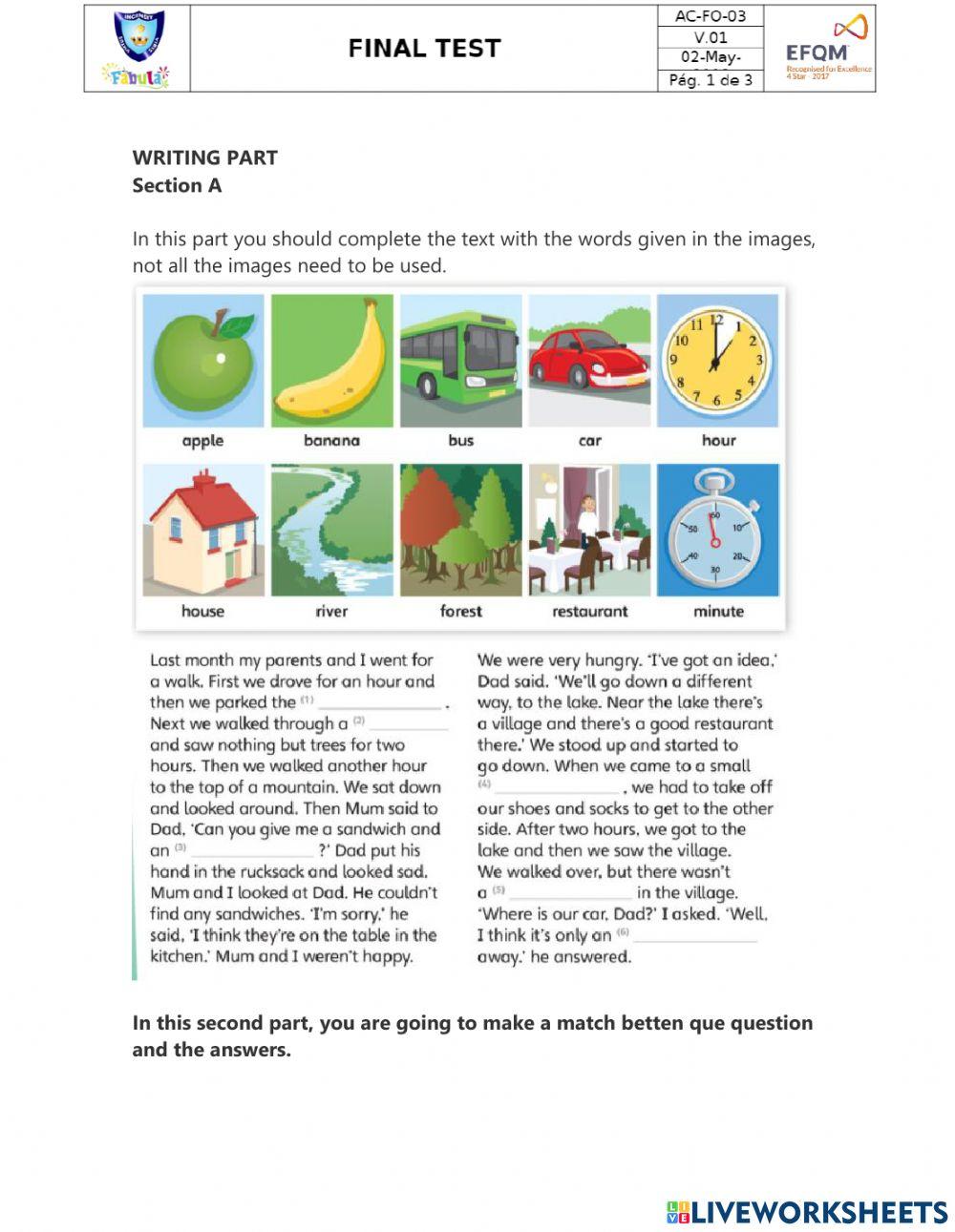 Reading and Writing Evaluation part 4grades