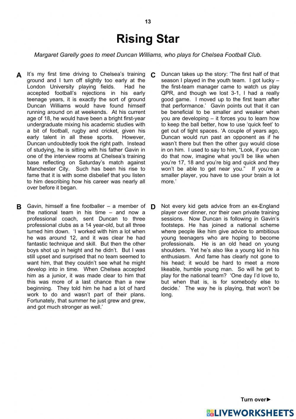 FCE Sample Paper - Reading and Use Of English