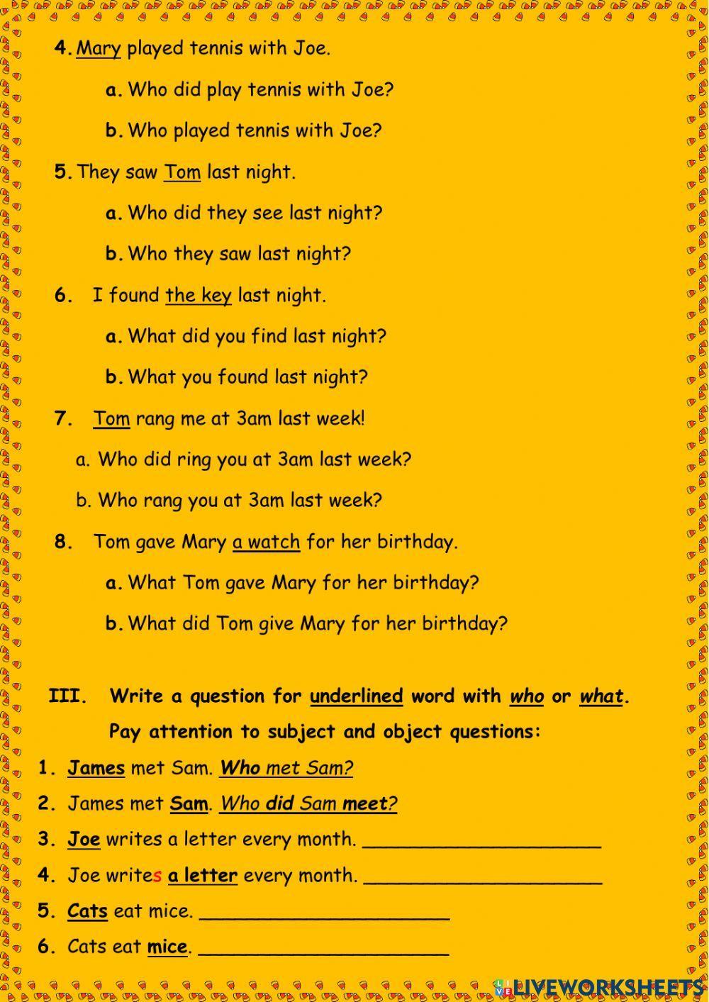 Subject-Object questions, Modal verbs