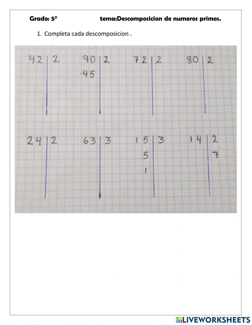 Descomposición de factores primos