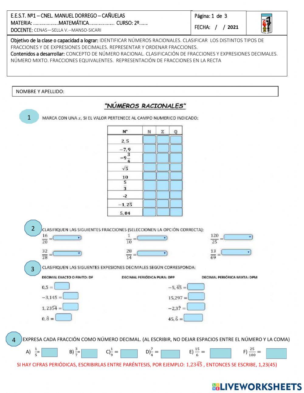2° año TP N°1 Racionales
