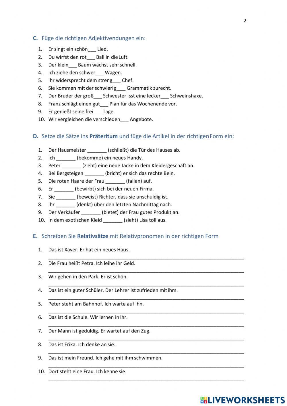 B1 Grammatik-Übungen (Teil 1)