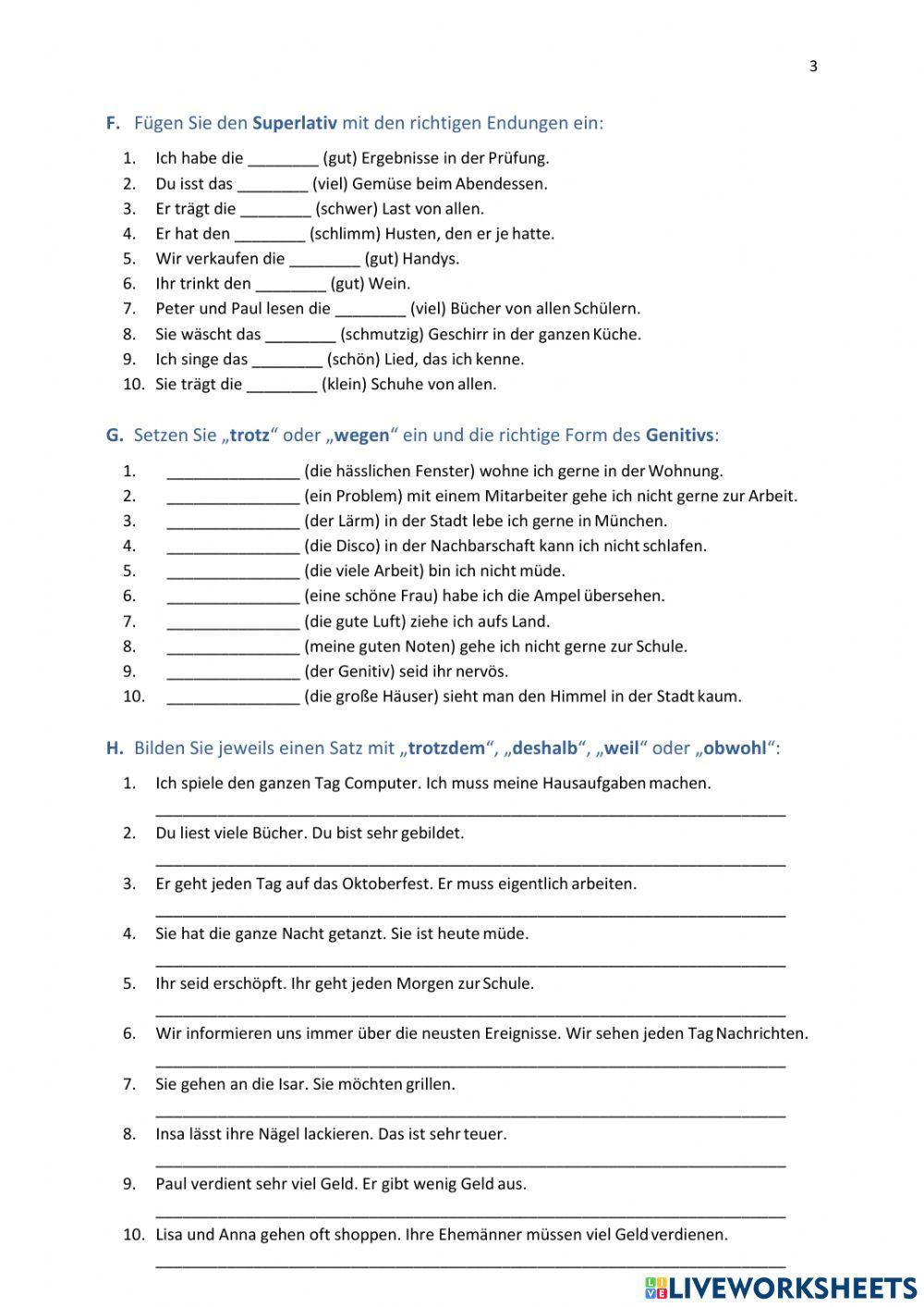 B1 Grammatik-Übungen (Teil 1)