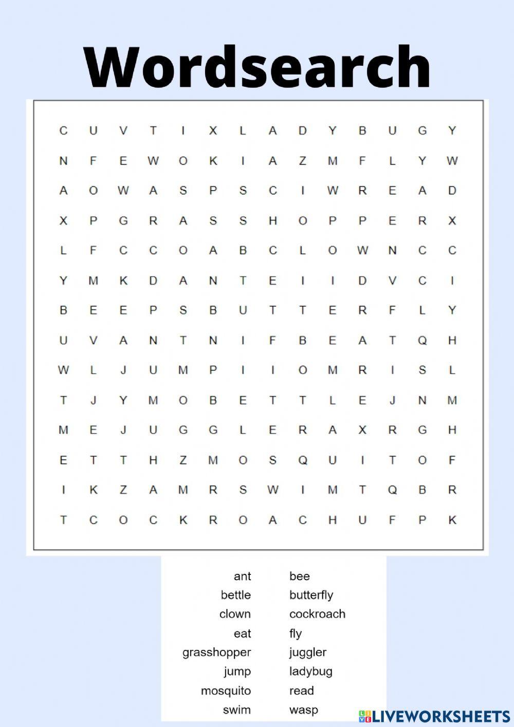 Wordsearch insects