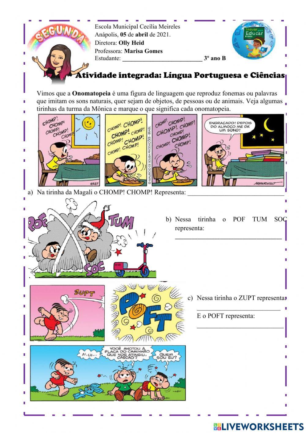Atividade integrada Língua Portuguesa e Ciências - 05 de Abril