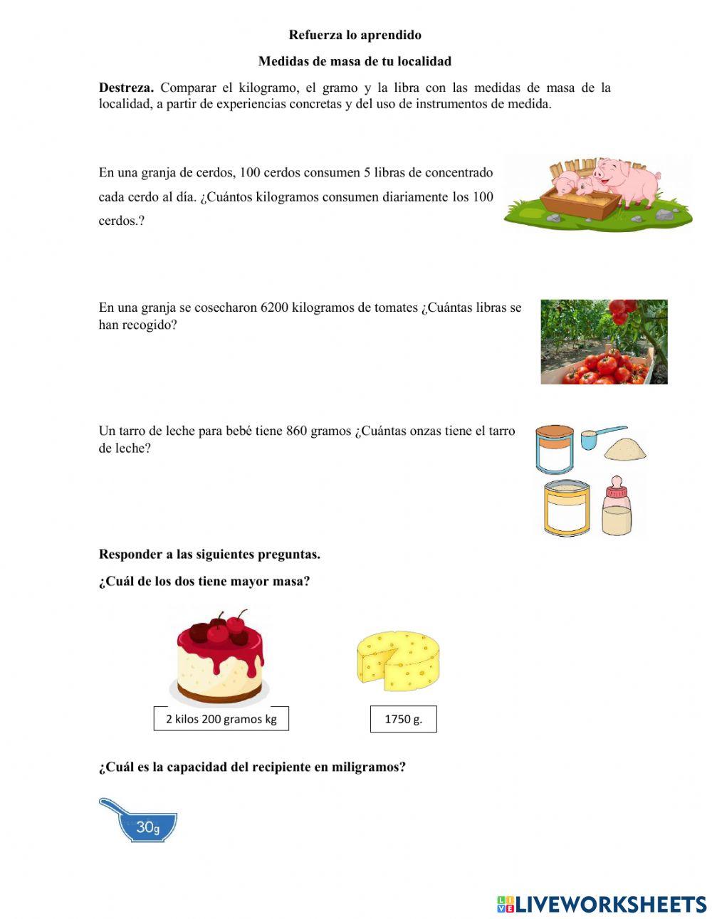 Conversión de medidas de masa