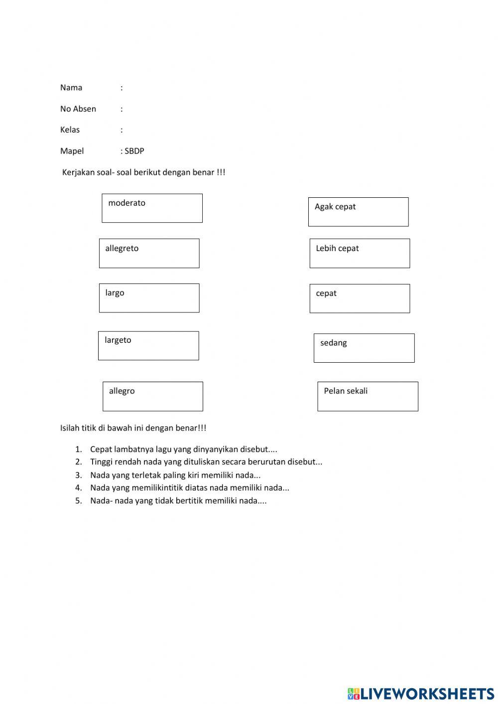 Lembar kerja peserta Didik mapel SBDP