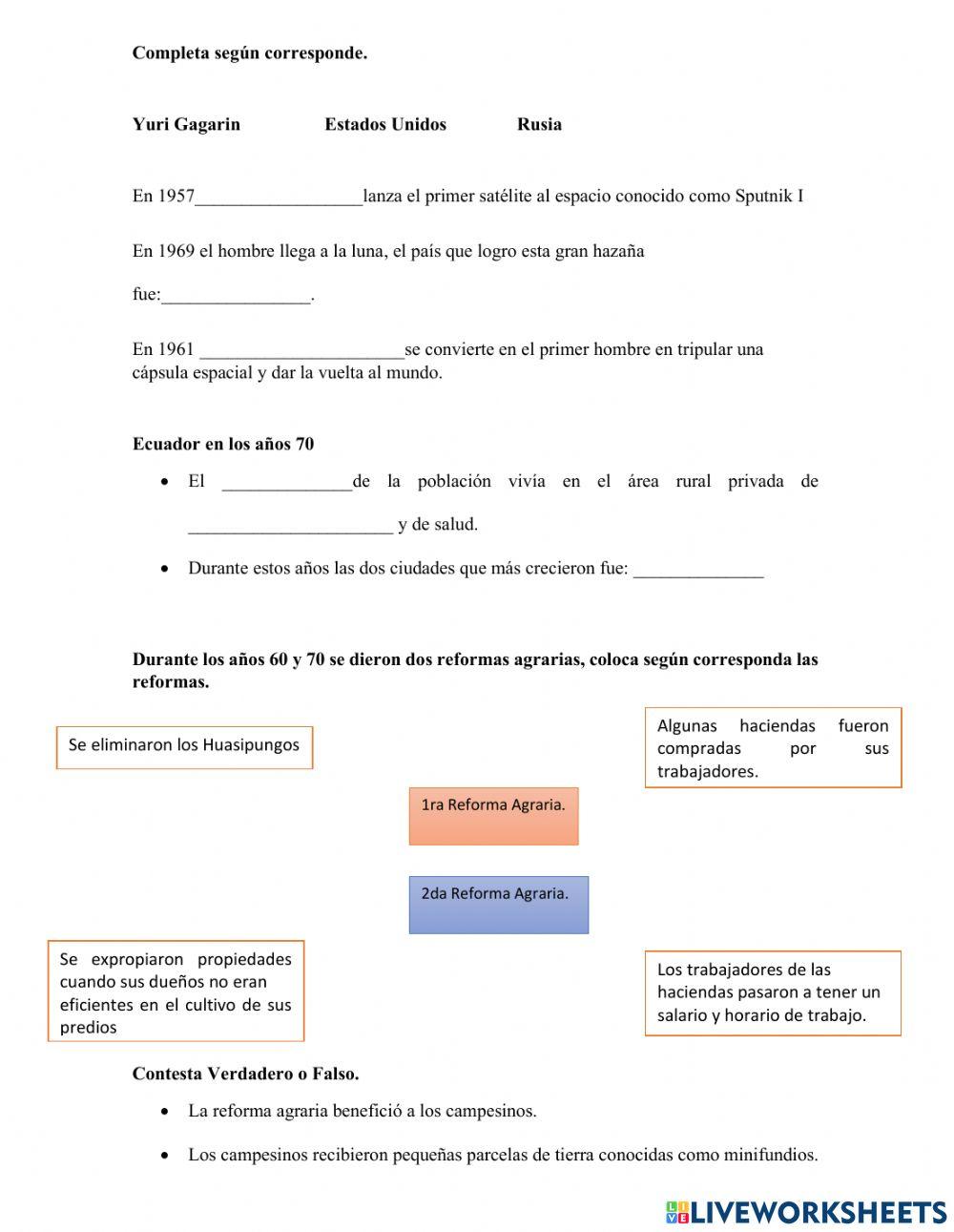 Los años 60 y 70 Ecuador y El mundo.