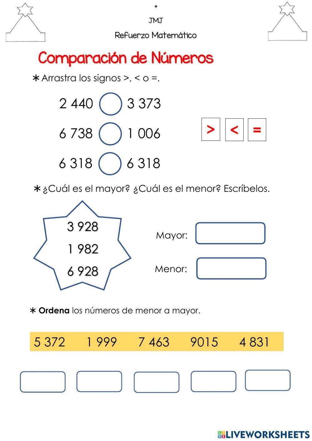 Comparación de Números hasta las Um