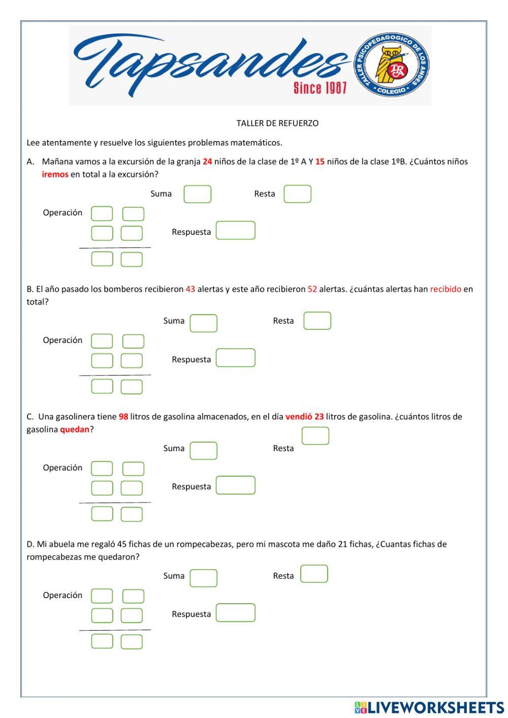 Taller de Refuerzo 1º