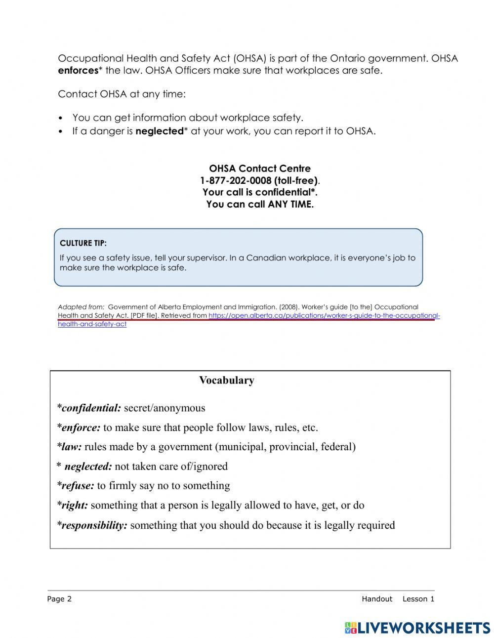 Right to a Safe Workplace in Ontario